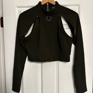 CAPSULLE army green cutout top